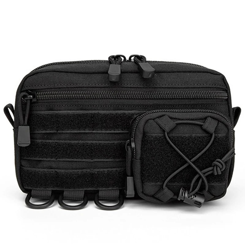 Tactical Molle Horizontal Admin Pouch with Front Drawstring Pocket EMT Modular Pouch EDC Utility Organizer Bag Outdoor Waist Bag