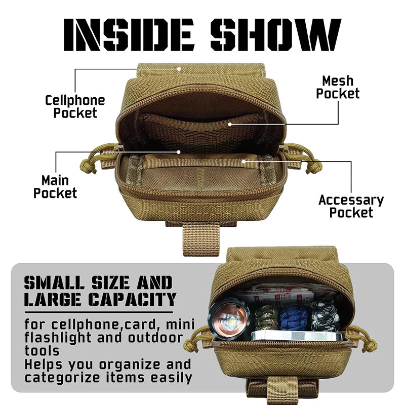 Tactical Phone Holster Pouch Molle Tactical Utility EDC Pack with Hook & Loop Heavy Duty Belt Molle Pouches for Belt Backpack Ve