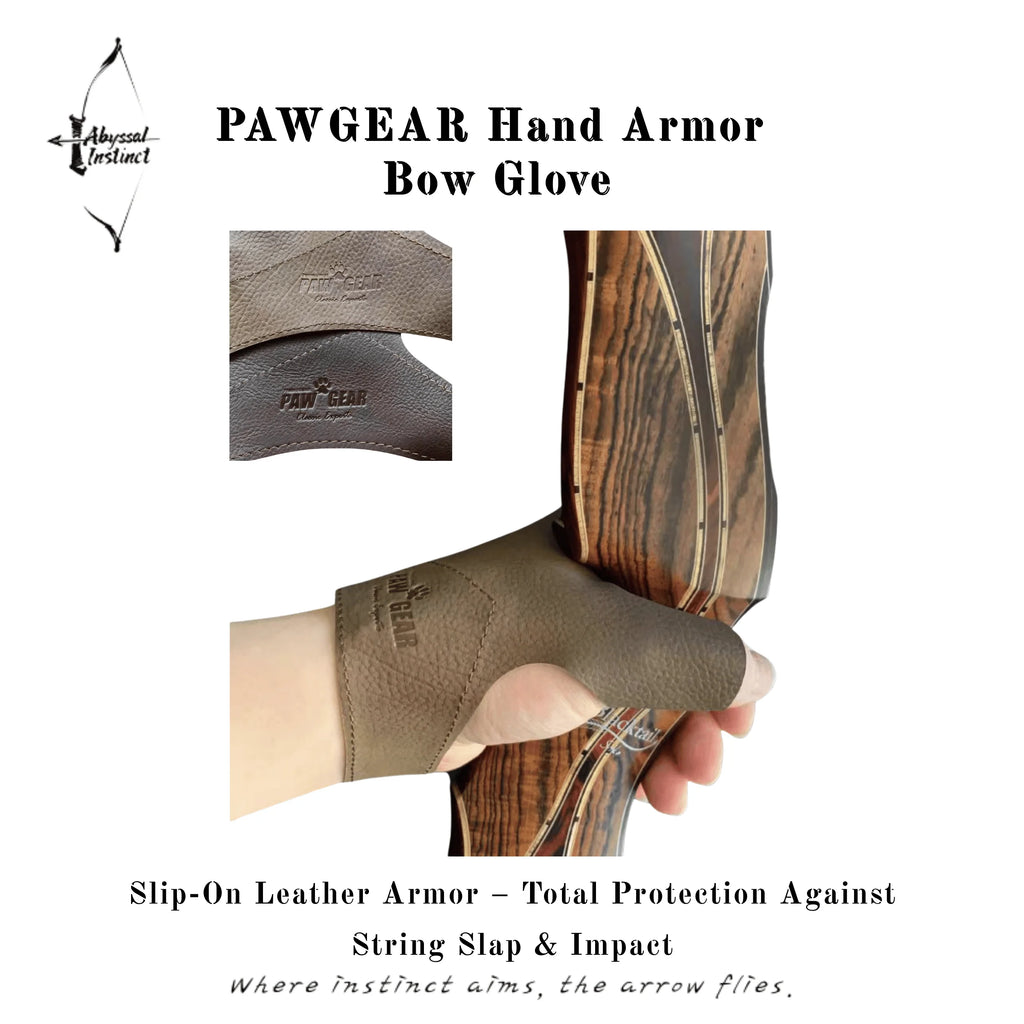 Bow Hand Guard Glove for Hunting - Protective Leather Glove Against String Slap for Recurve Bow