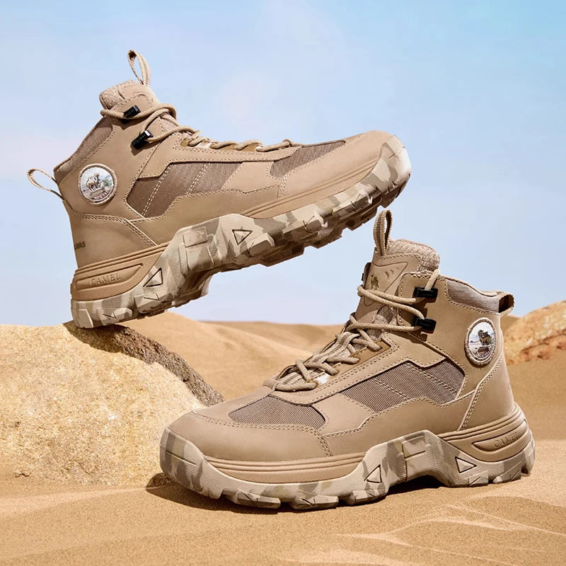 GOLDEN CAMEL Hiking Shoes for Men Work Hiking Boots Non-slip Retro Thick Bottom Mountaineering Camouflage Combat Boot Winter New