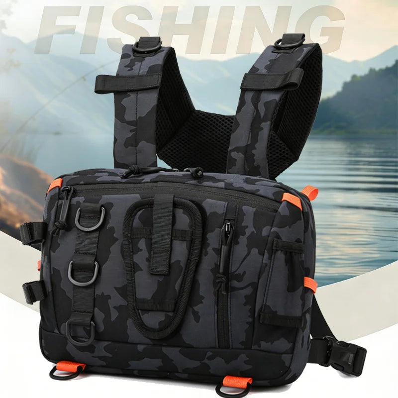 Tactical Camping Backpack Front Chest Vest Bag Outdoor Fishing Lure Tackle Cycling Rig Fanny Pack Hiking Travel Men Climbing Bag