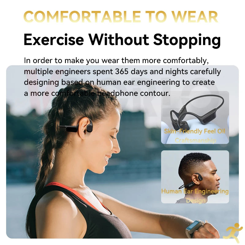 True Bone Conduction Headphones IPX8 Waterproof HD Call Bluetooth Wireless Headset For Outdoor Shooting Hunting Noise Cancelling