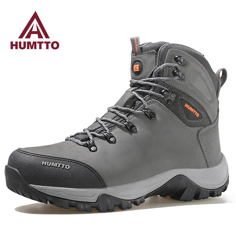 HUMTTO cowhide Waterproof Hiking shoes Men's Sneakers hunting Boots Tactical Desert Combat Ankle Male Women warm trekking Boots