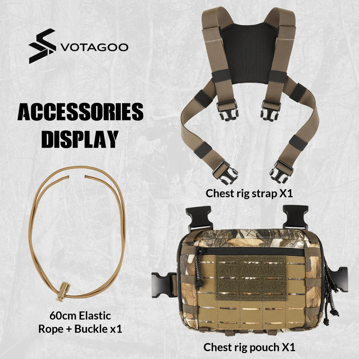 VOTAGOO Tactical Chest Bag 2L – EDC Molle Chest Rig CCW Compartment Adjustable Strap Outdoor Gear Practical Equipment Pouch
