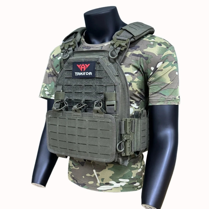 yakeda 6094 Laser Cut Tactical Vest Lightweight Breathable Quick Release Molle Combat Protective Vest for Men