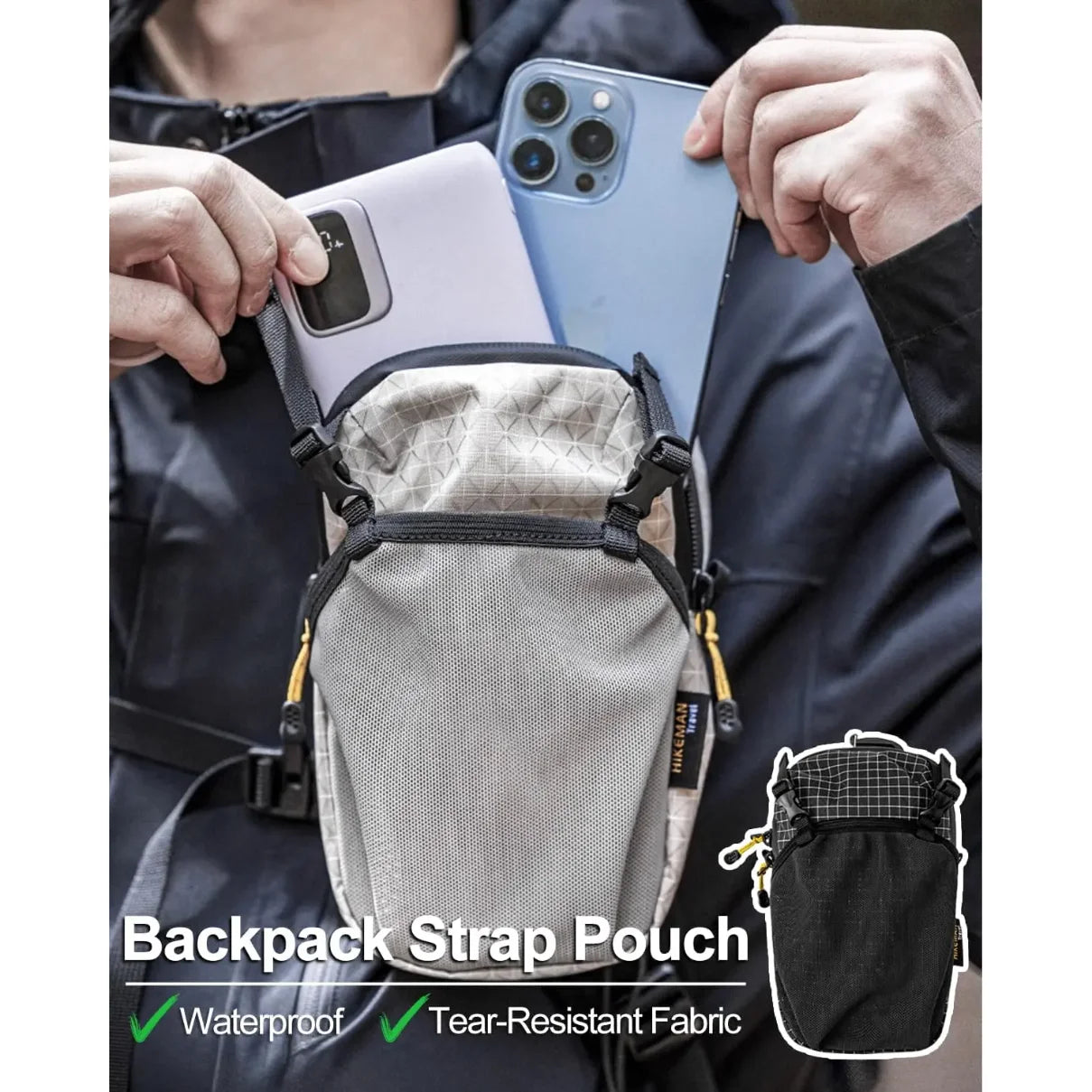 Backpack Shoulder Strap Pouch - Smartphone Strap Pack,Waterproof Backpack Strap Pocket Attachment Bag for Hikers
