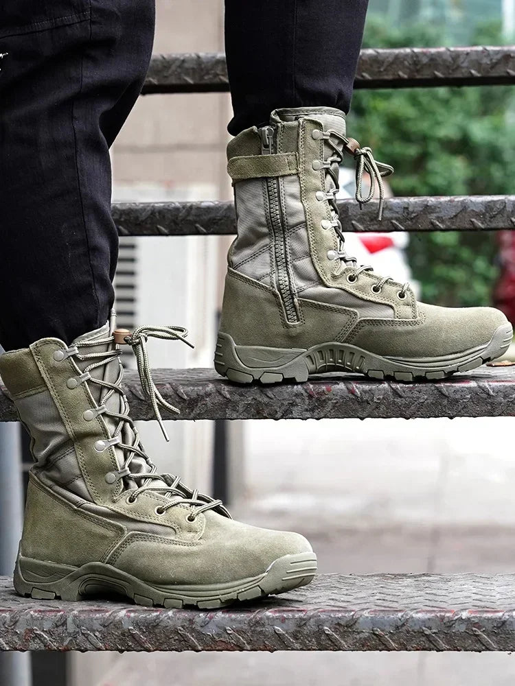 ZS High Top Hiking Boots Green Desert Boots Lightweight Training Shoes Outdoor Trekking Travel Camping Climbing Sports Sneakers