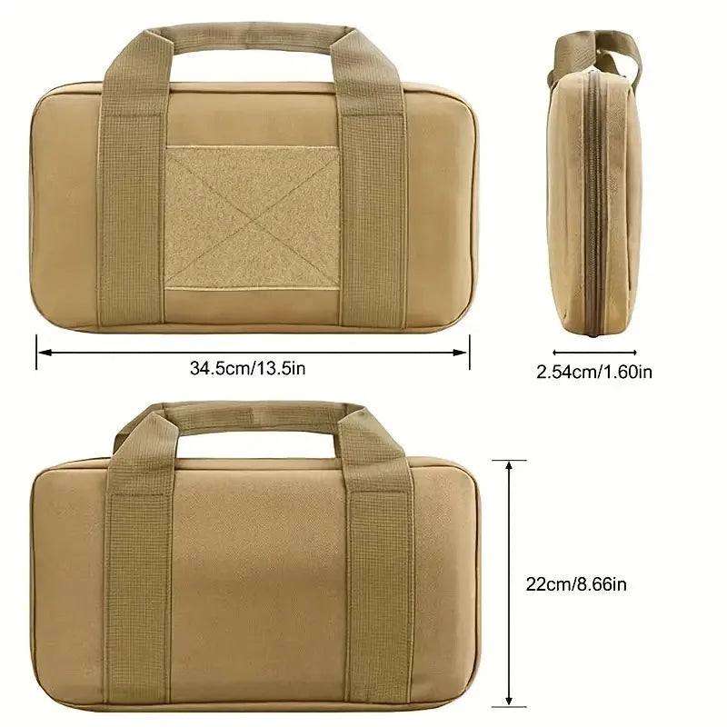 1pc Tactical Pistol Carrier Bag Concealed Carry Case Soft Padded Handgun Pouch with Multiple Magazine Storage Slot for Hunting