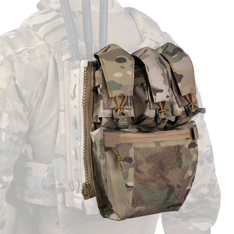 Tactical V5 Vest Backplate Back Panel with Triple Magazine Bags/Double Bag/ Water Pouch Hunting Plate Carrier Supplement Gear