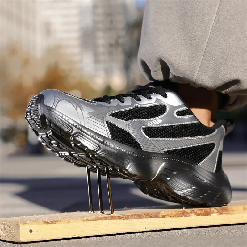 New 2025 Fashion Breathable Summer Men Work Safety Shoes Lightweight Sneakers Indestructible Anti Puncture Male Footwear