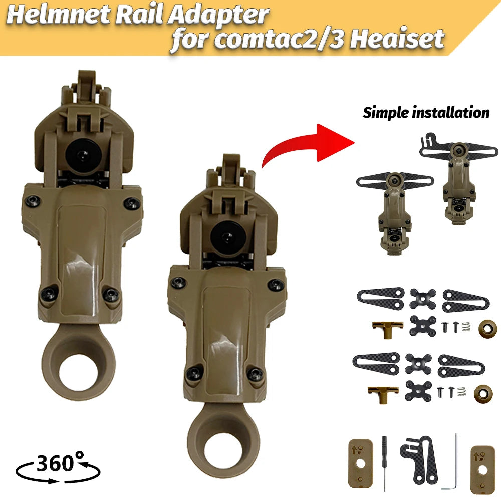 New Noise Canceling Headphones Helmet Mounting Brackets FAST Helmet Rail Adapter Kit for COMTAC II III Series Tactical Headsets