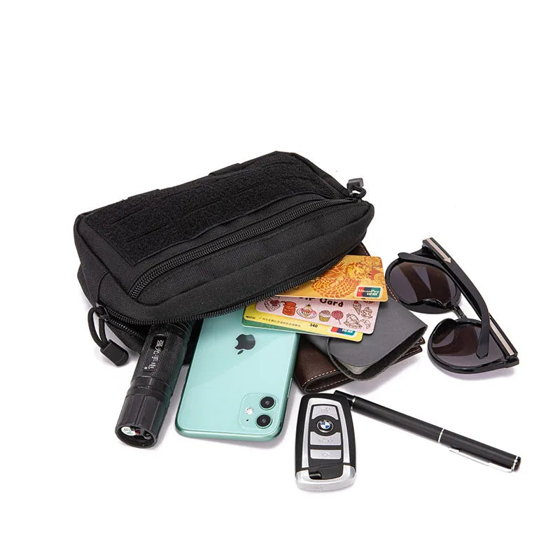 Tactical Molle Admin Pouch Utility Laser Cut EDC Tool Pouch Bag Horizontal Modular Pouches Include US Flag Patch and Keychain