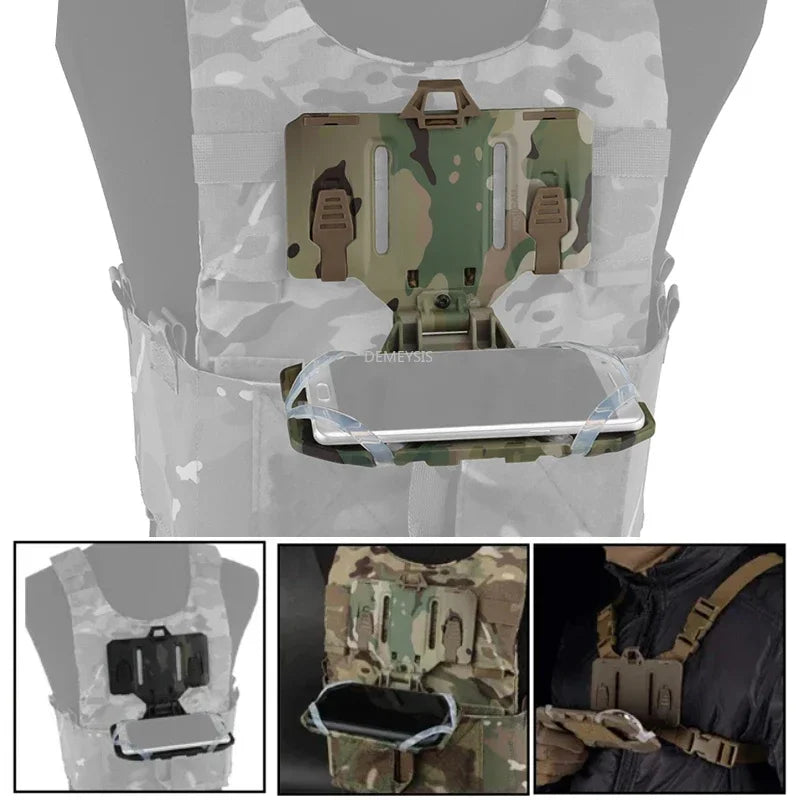 Tactical Chest Navigation Board Foldable Mobile Phone Mount Admin Panel for Molle Outdoor Folded Mobile Phone Rack