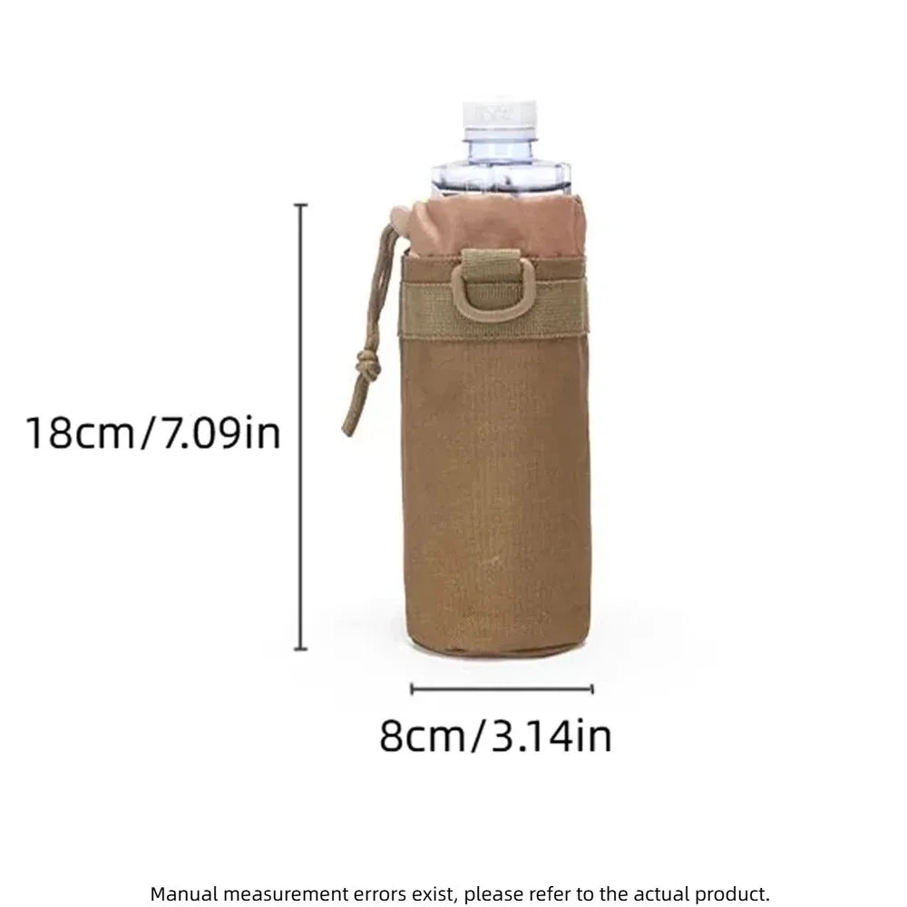 Portable MOLLE Water Bottle Bag 1000D Nylon Tactical Pouch Adjustable Drawstring Hydration Carrier for Outdoor Activities