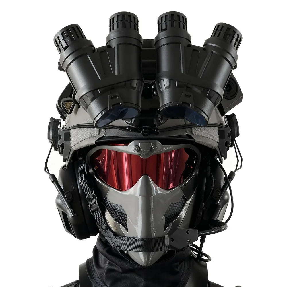 Multifunctional Tactical Airsoft Helmet Set with Cosplay Game Mask Military-Grade Full Face Protection for Outdoor CS Paintball