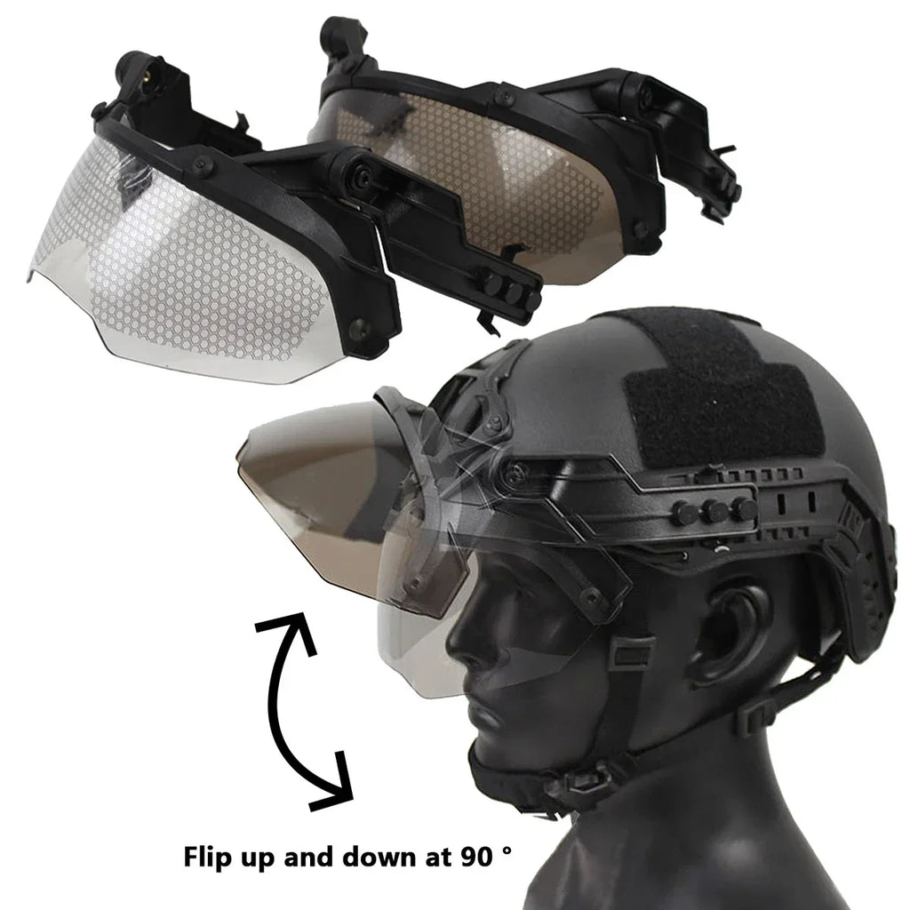 Tactical Helmet Flip Goggles Adjustable Airsoft Paintball FAST Helmet Windproof Anti Fog Hunting CS Games Protection Goggles
