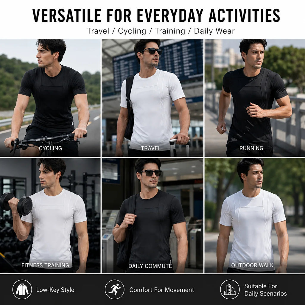 Concealed Carry Tactical T Shirt Short Sleeve Compression Fit Plate Insert Pocket Training Protective Undershirt