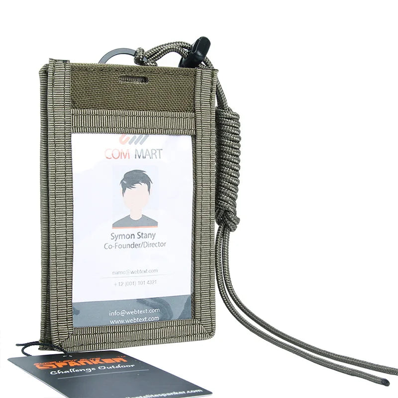 Tactical ID Card Holder Hook Loop Patch Tour Badge Holders Outdoor Travel Pouch  Cycling Purse and Nylon Lanyard