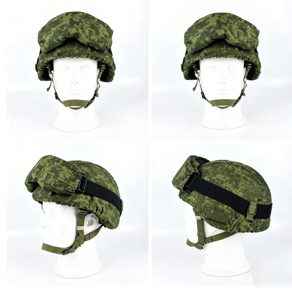 Russian 6B47 Tactical Helmet Set - EMR Camo Cover 6M2 Noise Cancelling Headset for Airsoft, Wargame, Cosplay, Military Gear