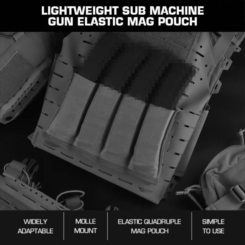 Lightweight SMG Magazine Pouch | Elastic Retention MOLLE Holder | Subcompact EDC Organizer