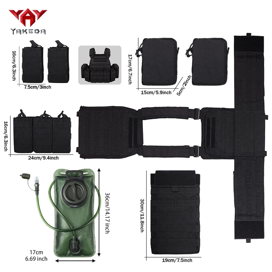 YAKEDA outdoor multifunctional vest with 2L water bag, adjustable shoulder straps and side panels