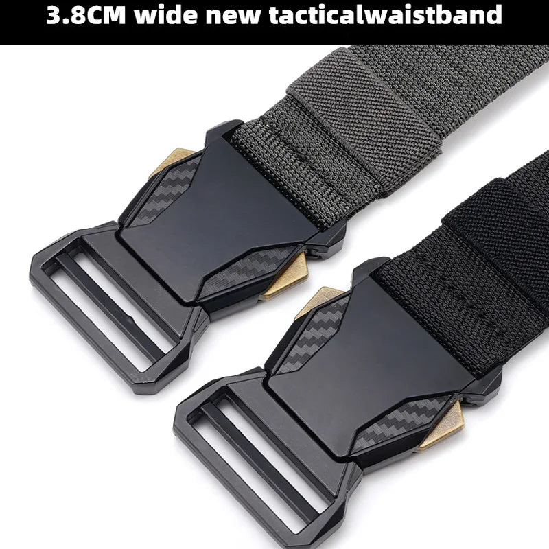 Canvas Tactical Belt Men's Automatic Buckle Quick Release Military Belt Casual Outdoor Training Workwear Pants Waist Belt