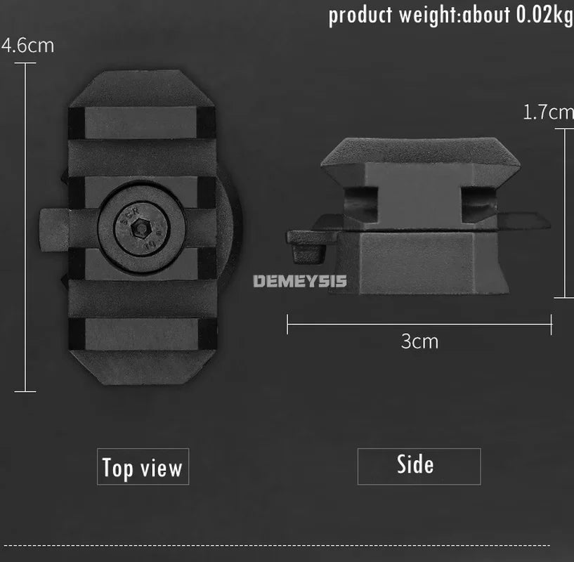 Tactical Picatinny Mount Adapter for ARC Rail Equipped ACH / Fast / MICH Combat Helmet Adjustable 360 Degrees ARC Guide Rotation