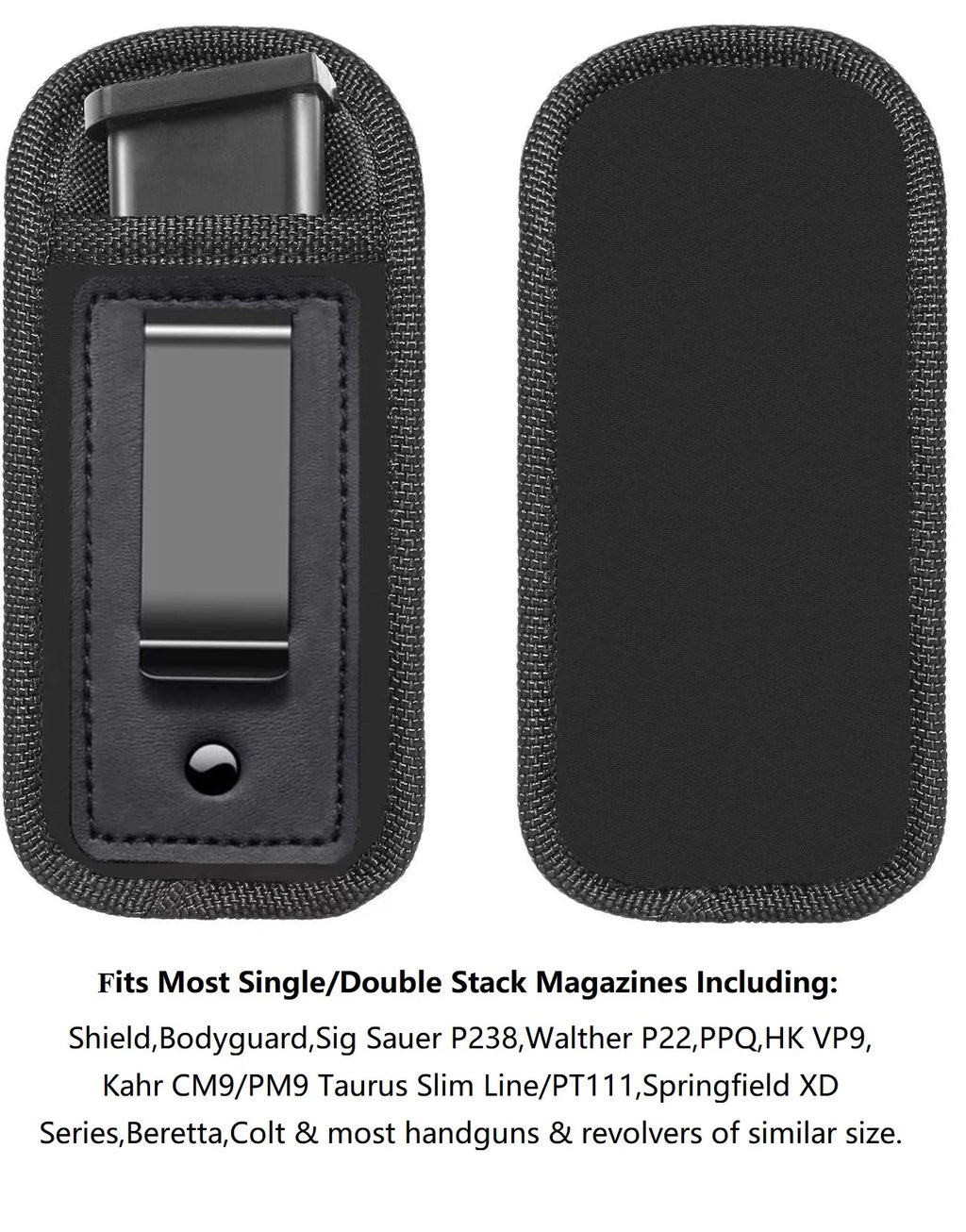 Nylon Magazine Pouch Holster, 9mm Pistol Concealed Carry Magazine Box with Clip