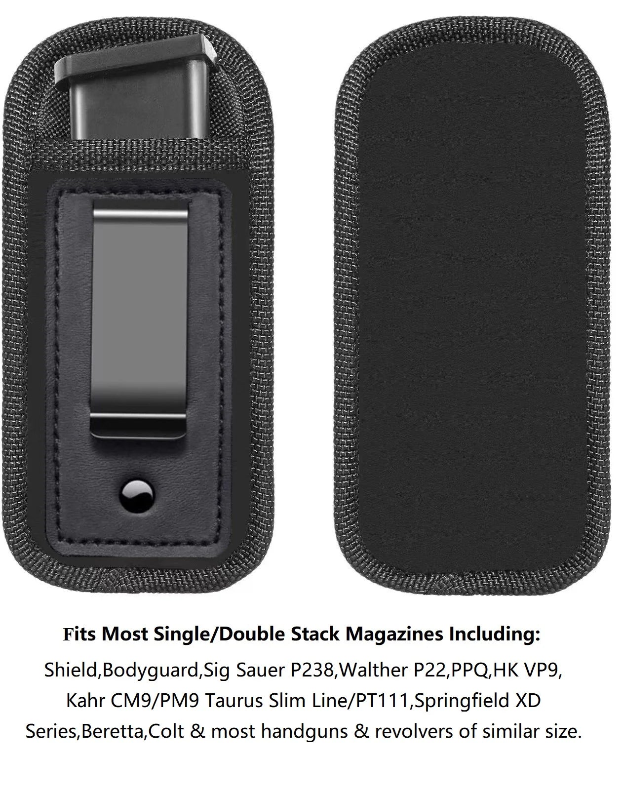 Nylon Magazine Pouch Holster, 9mm Pistol Concealed Carry Magazine Box with Clip