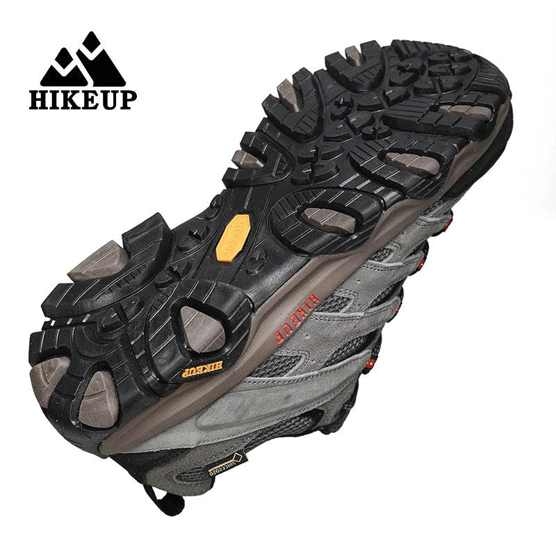 HIKEUP Sneakers for Men Hiking Shoes Leather Trekking Boots Women Camping Hunting Mens Mountain Tactical Ankle Boots Run Sneaker