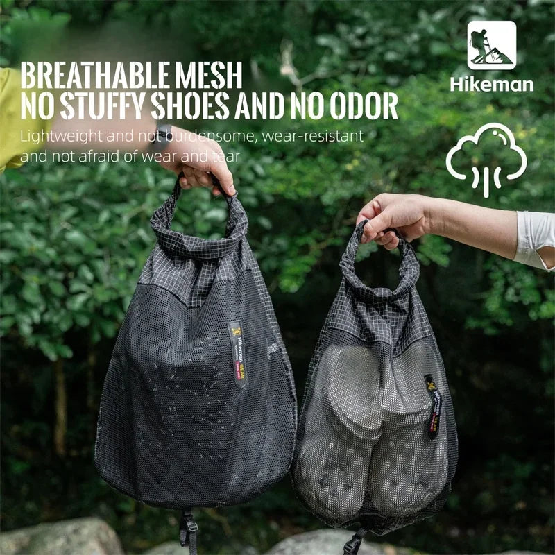 Ultralight Dyneema Shoe Storage Pouch Breathable Mesh Backpack Hanging Shoe Bag Roll-top Organizer for Hiking Camping Gym Travel