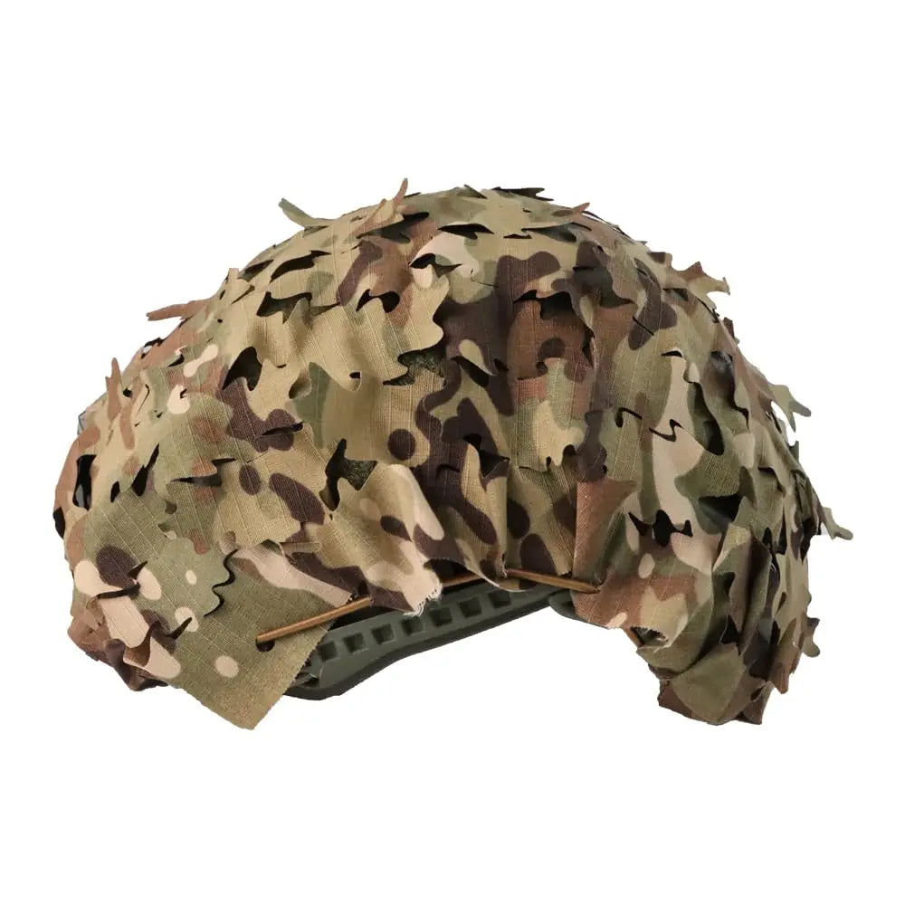 Tactical 3D Laser Cut Leaf Shape Helmet Cover Airsoft FAST Helmet Camouflage Drawstring Cloth Cover Outdoor Hunting Accessories