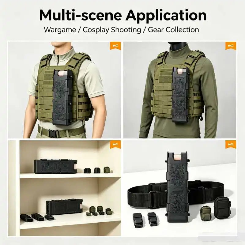 MOLLE Quick Attach 8-Round 12GA Airsoft Shotgun Shell Holder, Tactical Ammo Pouch with Removable Bottom, Heavy Duty ABS Shell Carrier for Vest Belt Gear Organization