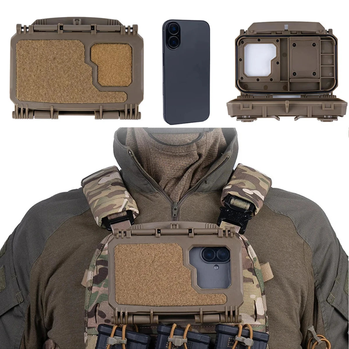 Tactical 2th Gen Phone Case Universal Phone MOLLE Holder Pouch for Map Navigation Hunting Vest Plate Carrier Accessories