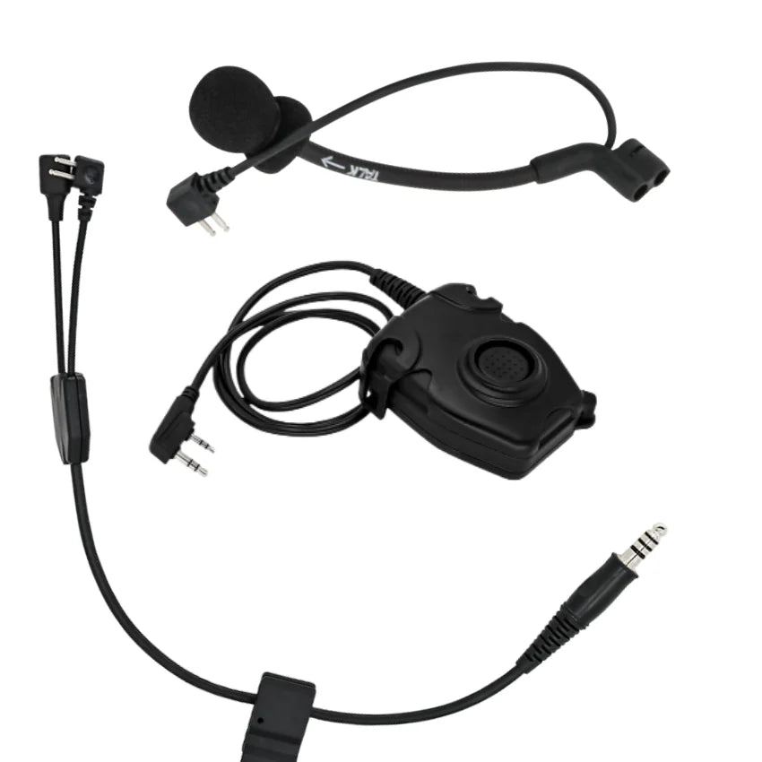 Tactical Walkie-talkie Headphones Adapter Y-line Kit with Tactical 94 Ptt & Headset Mic for COMTAC Tactical Shooting Headset