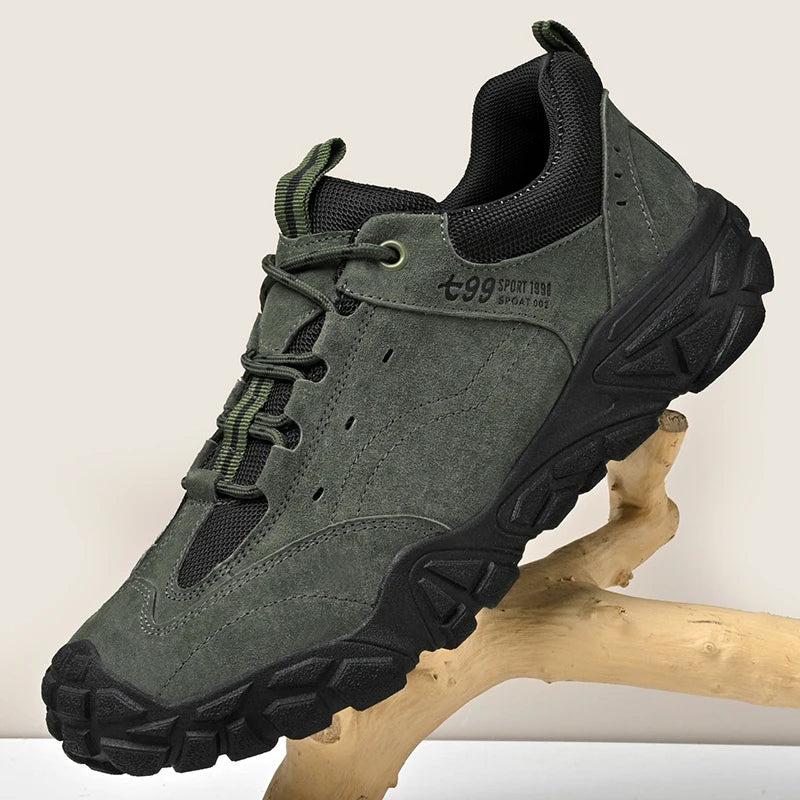 Vintage Style Men's Casual Shoes Anti-Slip Suede Leather Sneakers Lightweight Sports Shoes Round Toe Treking Footwear Trainers