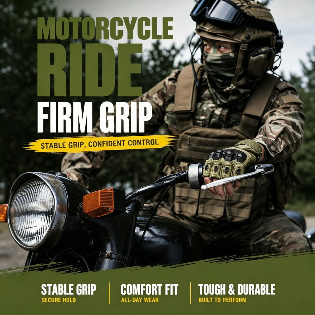Half Finger Tactical Gloves Impact Resistant Men Motorcycle Riding Gloves Non‑Slip Breathable Outdoor Climbing Protective Gloves