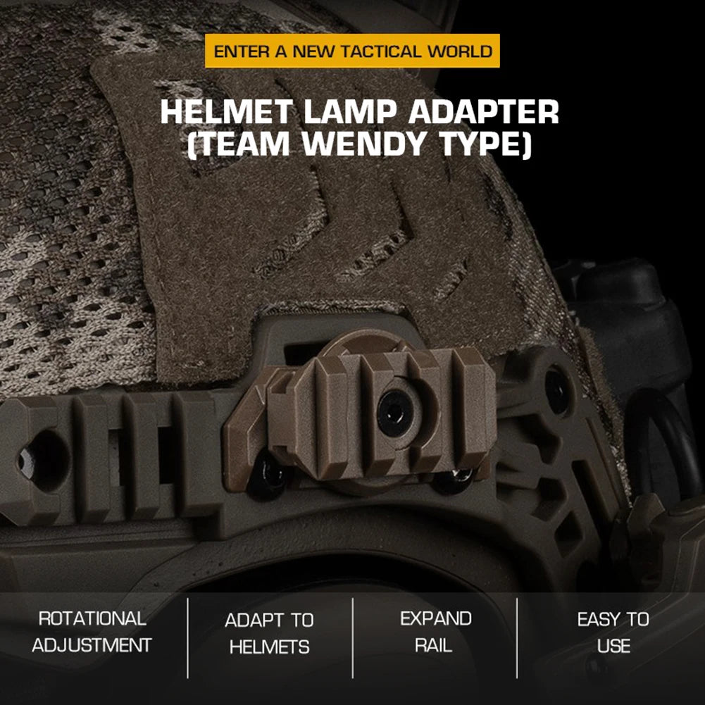 Helmet Side Rail Adapter Adjustable 360 Degrees Rotation Nylon Helmet Rail Flashlight Mount Accessory for Team Wendy 3.0