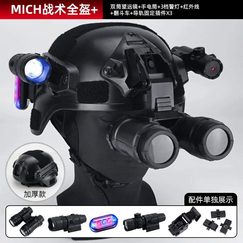 Tactical Children's Helmet Set With Binocular Night Vision Model Flashlights Flash Lamp Bracket for Paintball Shooting Cosplay
