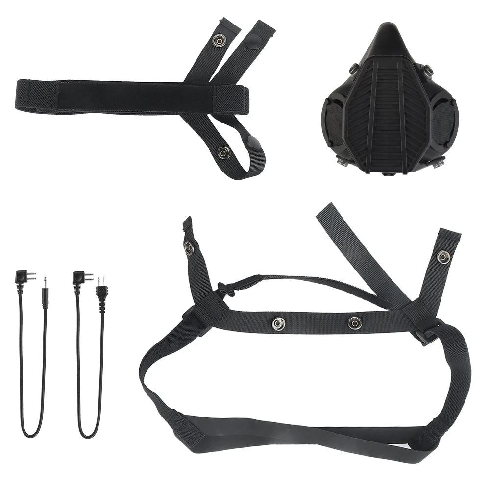 Tactical Respirator SOTR Mask Built-in Microphone Communication Special Operations Half-mask Replaceable Filter CS Airsoft Gear