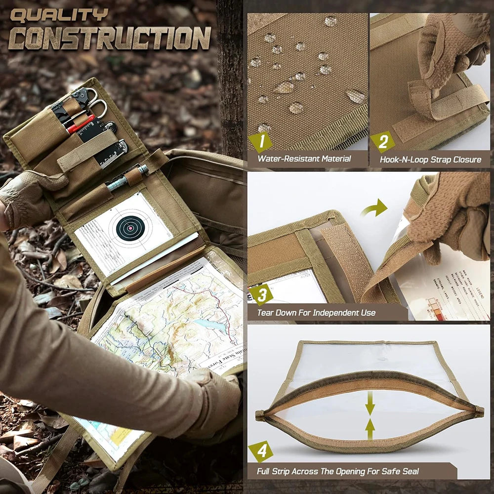 Tactical Map Storage Bag Map Holder Case Foldable Sundries Pouch EDC Utility Tool Bag Outdoor Hiking Camping Hunting Accessories