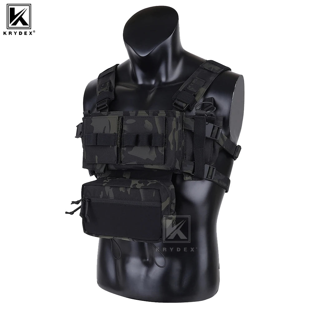 KRYDEX Tactical Micro MK3 MK4 Chest Rig Lightweight Vest with 5.56 7.62mm Mag Pouch Dangler Drop Pouch Paintball Outdoor Vest