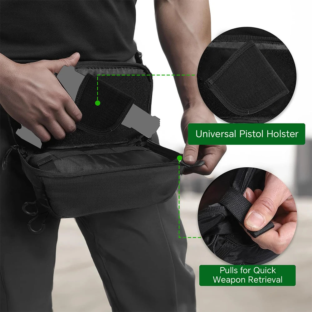 Tactical Waist Bag Concealed Carry Gun Bag Quick Access Handgun Bag Adjustable Waist Belt Fanny Pack with Gun Holster Outdoor