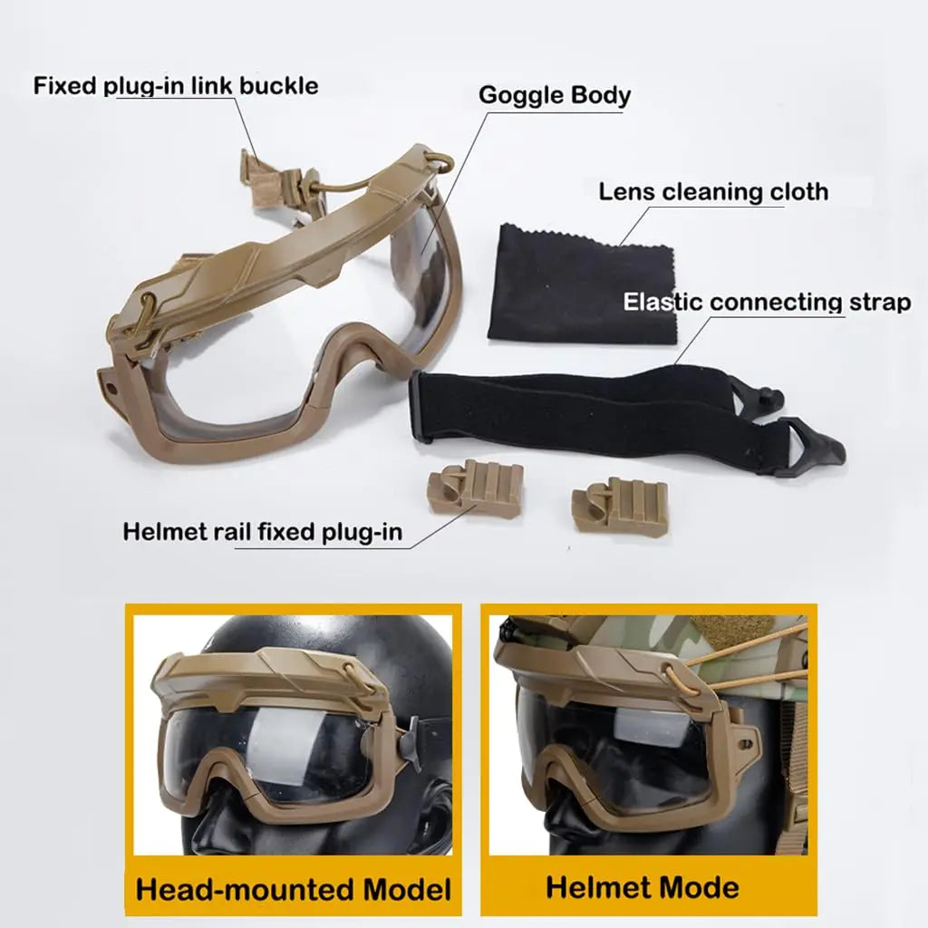 Tactical Fast Helmet Set Adjustable Airsoft Helmet with Headset Goggles Battery Pouch NVG Model L4G24 for CS Hunting Paintball