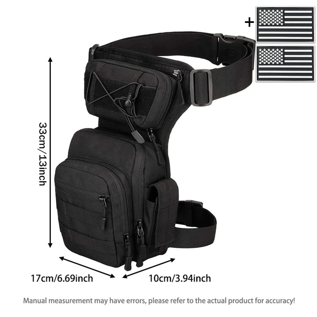 Multi functional quick release leg bag, storage bag, layered storage, waist and leg strap fixation, elastic strap