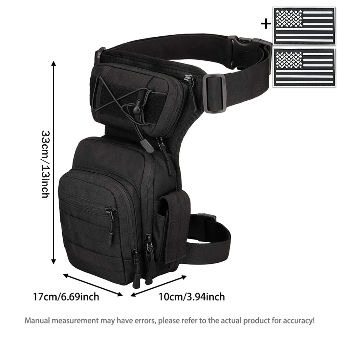 Multi functional quick release leg bag, storage bag, layered storage, waist and leg strap fixation, elastic strap