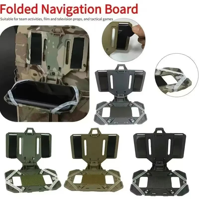 NEW Tactical MOLLE Foldable Navigation Board Chest Mount Phone Holder Tactical Vest Admin Panel Hunting Outdoor Gear Accessories