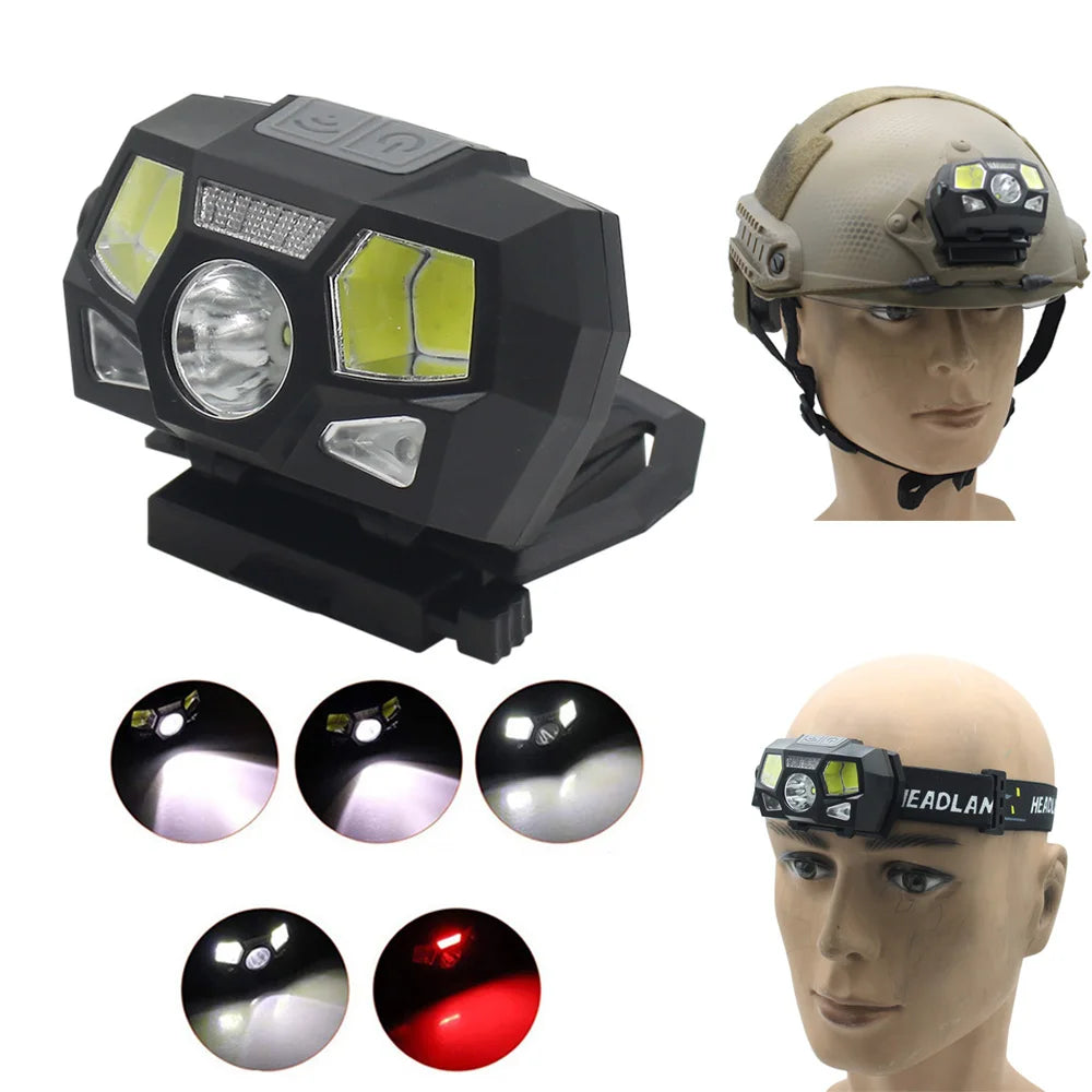 New USB Charging Tactical FAST MICH Helmet Light Signal Light Hunting Airsoft Fishing Headlight Survival Rescue Headlamp