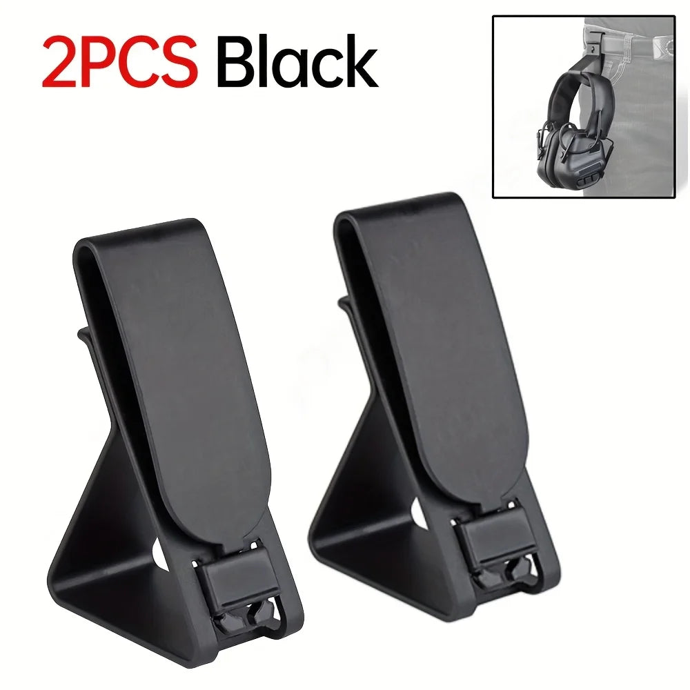 2Pcs Tactical Headset Hanging Hook MOLLE Quick Release Clip Waist Belt Holder Hunting Shooting Military Outdoor Gear Accessories