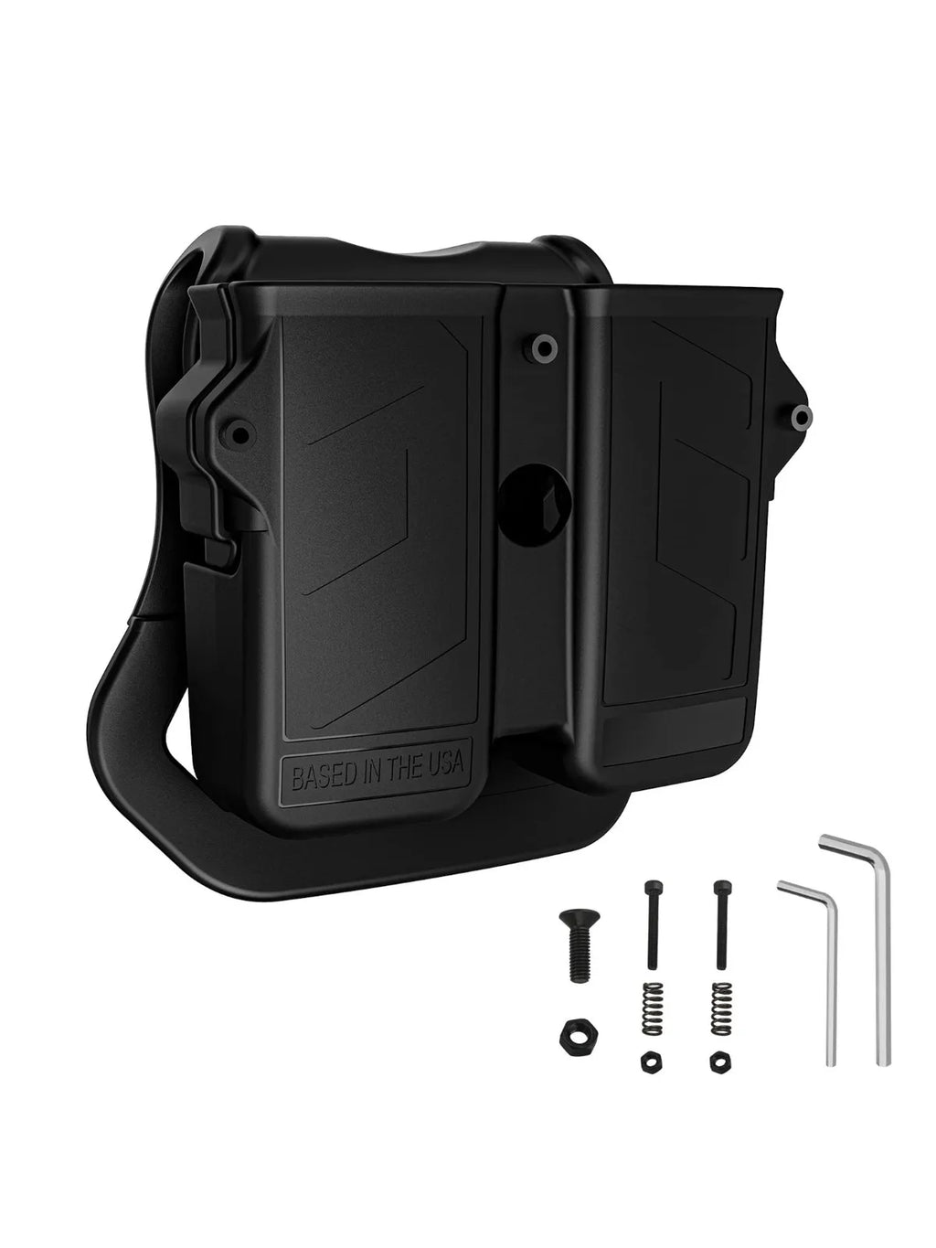 PA66+GF30 Universal Double Holder, 9mm 10mm 40 45 Single & Double Stack Universal Magazine Holster